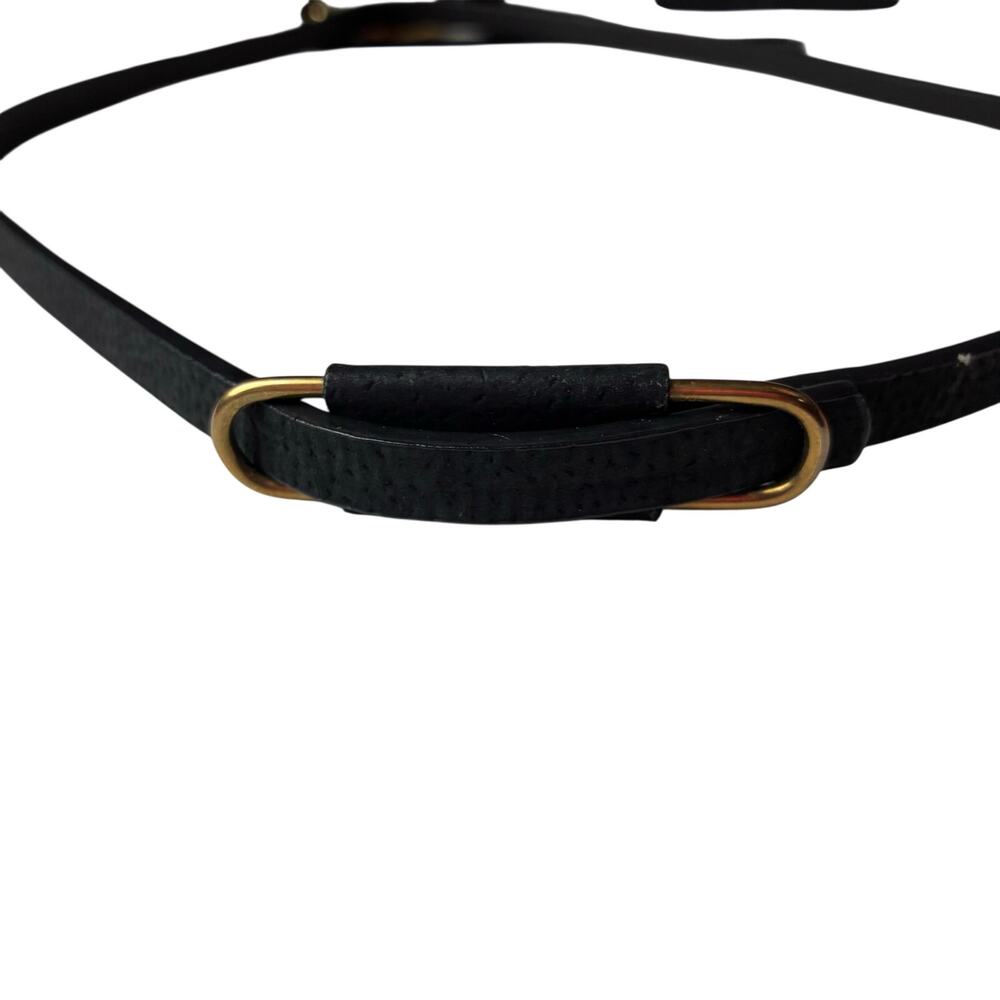 Classic Black Leather Women's Belt with Gold Accent